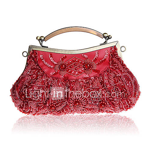 BPRX New WomenS Retro Handmade Traditional Exquisite Beaded Evening Bag (Wine)