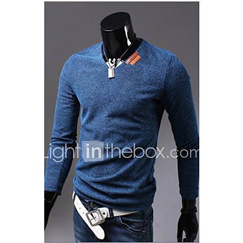 Mens Hollow Double Material Simple And Comfortable V Neck Long Sleeve T Shirt