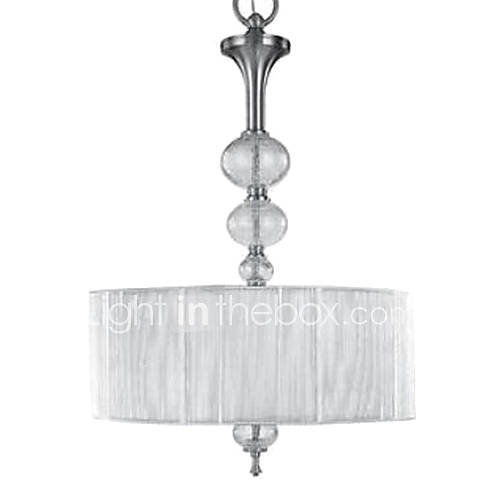 Crystal Pendant, 3 Lights, Modern Metal Fabric Electroplating