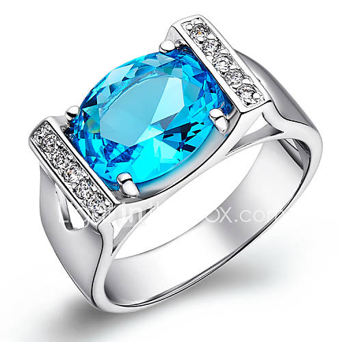 Vintage Style Sliver With Cubic Zirconia Round Womens Ring(Blue,Purple)(1 Pc)