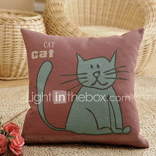 Cute Cartoon Little Lazy Cat Pattern Decorative Pillow With Insert
