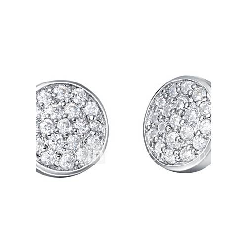 Simple Silver Plated Silver With Cubic Zirconia Round Shape Womens Earring
