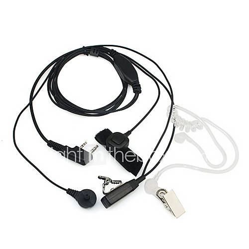 2 Pin Dual Ptt Covert Acoustic Tube Earpiece Mic For Kenwood Radio Quansheng Tyt Baofeng Uv5R 888S Black
