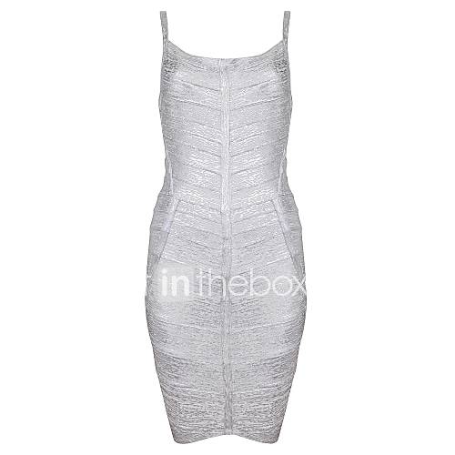 Silver Sexy Halter Open Back Slim Bodycon Bandage Dress