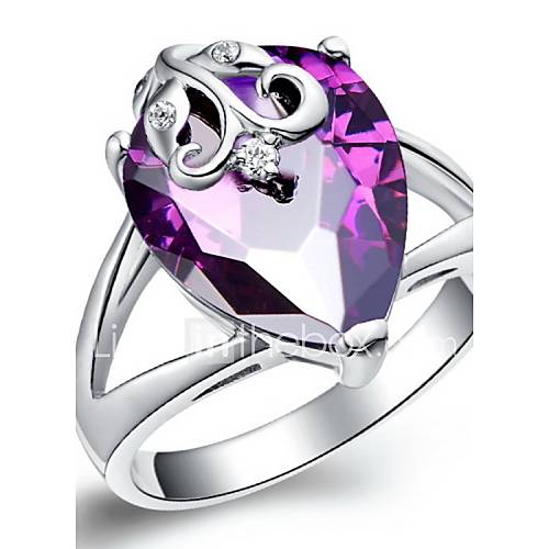 Elegant Sliver With Cubic Zirconia Tear Womens Ring(Purple,Blue)(1 Pc)