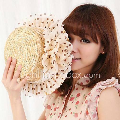 womans Lace flower straw sun hat