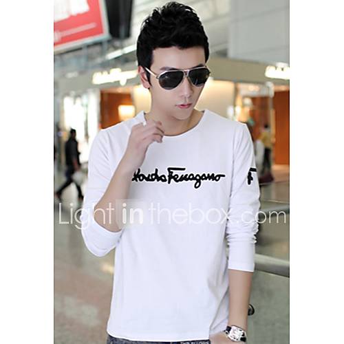 Mens Round Collar Letter Print T Shirts