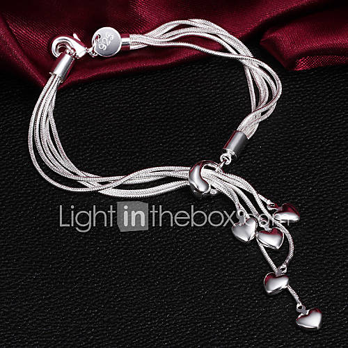 High Quality Original Silver Silver Plated With Tiny Heart Charm Bracelets