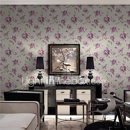 Contemporary Floral PVC Coveings Wallpaper