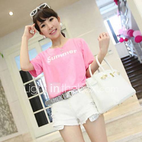 Womens Letter Print Short Sleeve Shirt