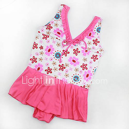 Girls Floral Print Cute One Piece Dresss Swimwear