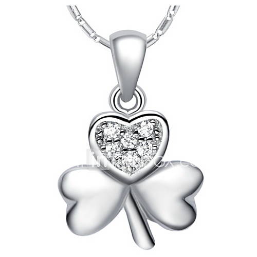 Elegant Heart Shape Slivery Alloy Necklace With Rhinestone(1 Pc)