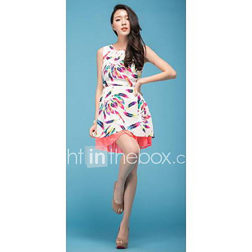 Womens Fashion Chiffon Contract Color Dress