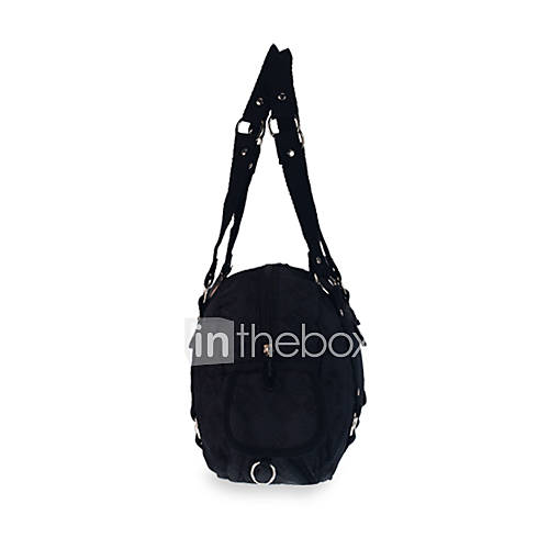 Outdoor Plaid Nylon Shoulder Bag   Black