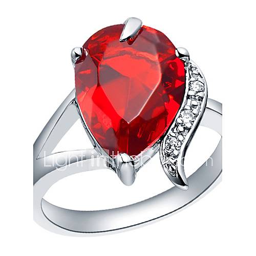 Elegant Sliver With Cubic Zirconia Tear Womens Ring(Purple,Red)(1 Pc)