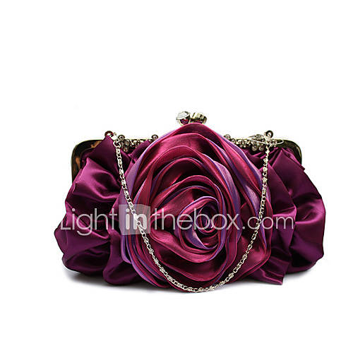 BPRX New WomenS Two Large Flowers Noble Silk Evening Bag (Purple)