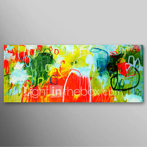Hand Painted Oil Painting Abstract Colorful Field with Stretched Frame Ready to Hang