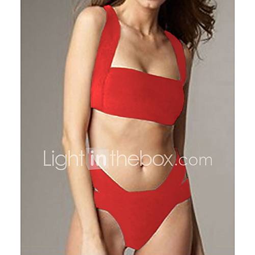 Womens Red Two Pieces Bandage Swimsuit