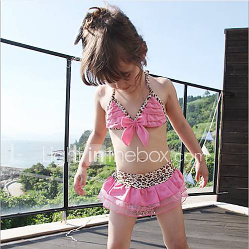 Girls Animal Print Lace 3 Pieces Swimwear