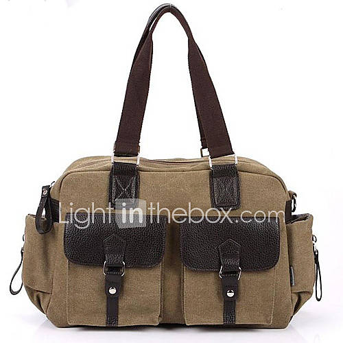 Mai Dou Dou Mens Korean Fashion Canvas Multifunction Single Shoulder Crossbody Tote(Khaki)