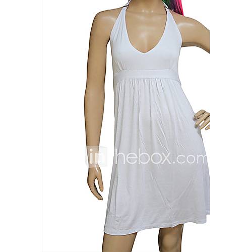 Womens White Halter Beach Dress