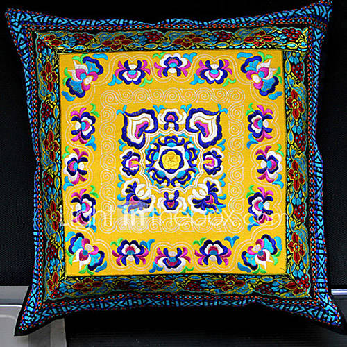 Graceful Ethnic Flower Pattern Decorative Pillow With Insert 4 Color Available