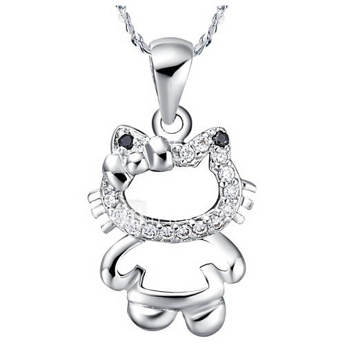 Vintage Kitty Shape Silvery Alloy Womens Necklace(1 Pc)