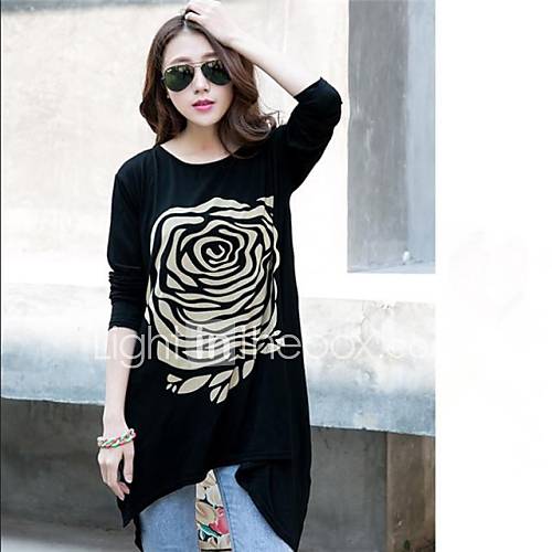 Spring Summer Big Yards Dress Long Sleeves Loose T Shirts