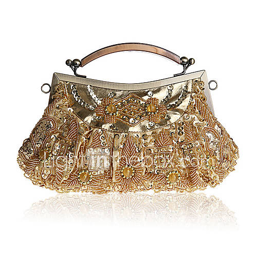 BPRX New WomenS Retro Handmade Traditional Exquisite Beaded Evening Bag (Gold)