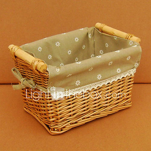 Britain Country Side Beige Floral Liner Handmade Wicker Storage Basket