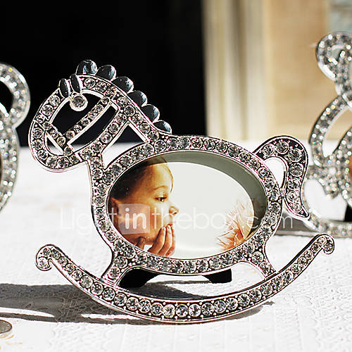 Modern Style Lovely Horse Shape Metal Rhinestone Picture Frame