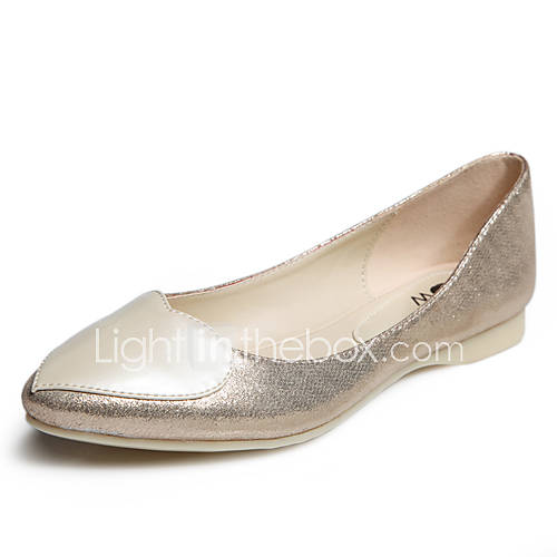 XNG 2014 New Stitching Ladies Pointed Head Flats Shoes (Gold)