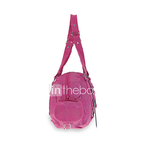 Outdoor Plaid Nylon Shoulder Bag   Pink