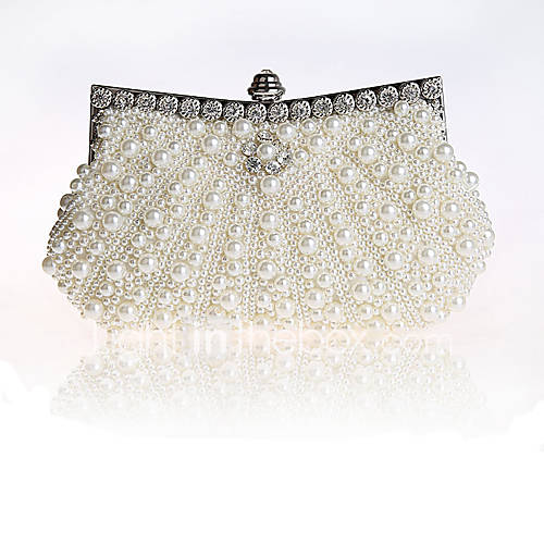 ONDY NewFashion Popular Bridal Beads Party Evening Bag (White)