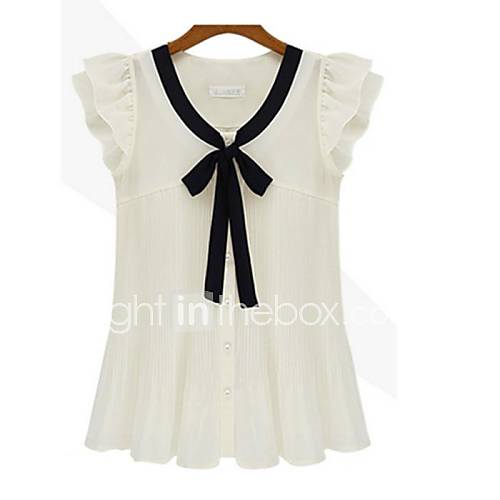 Womens Ruffle Short Sleeve Chiffon Blouse