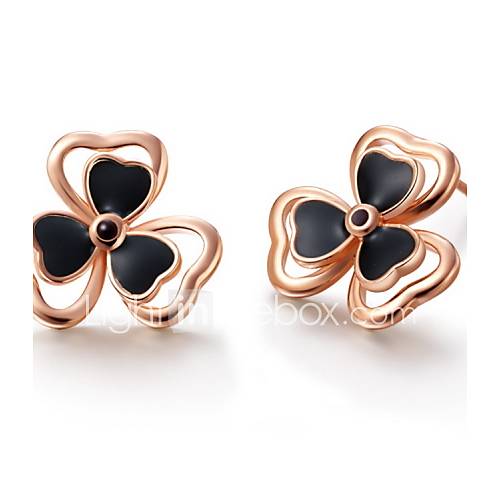 Elegant Gold Or Silver Plated Clover Black Womens Earrings(More Colors)