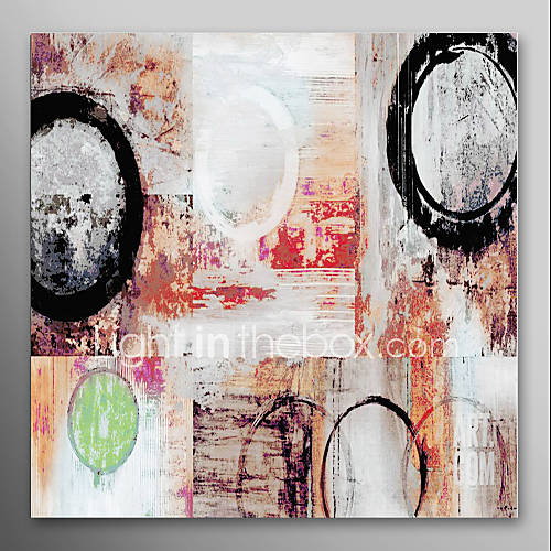 Hand Painted Oil Painting Abstract Circles with Stretched Frame Ready to Hang