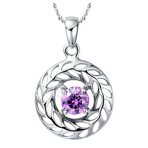 Elegant Round Shape Womens Slivery Alloy Necklace(1 Pc)(Purple,White)
