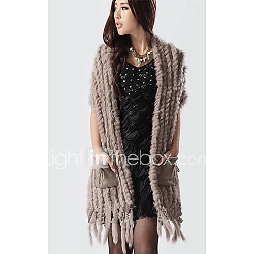 Sleeveless Collarless Rabbit Fur And Wool Party/Casual Vest(More Colors)