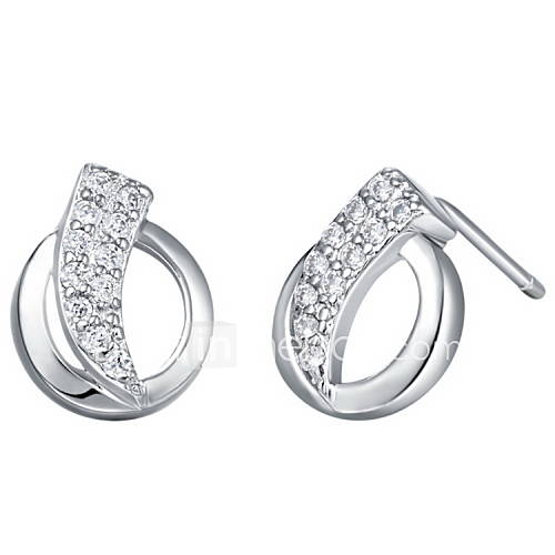 Stylish Silver Plated Silver With Cubic Zirconia Annular Womens Earring