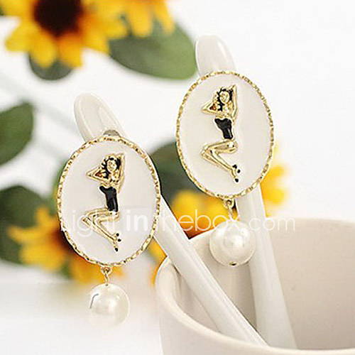 Womens Korean Fashion Oil Drop Stud With Sexy Lady Pattern