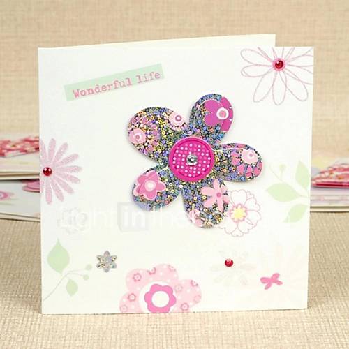 Square Side Fold Greeting Card with Rhinestone for Mothers Day