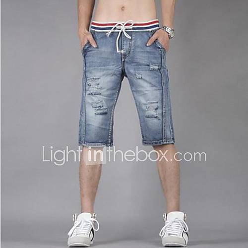 Mens Summer Casual Short Jeans Ripped Denim Shorts(Except Acc)