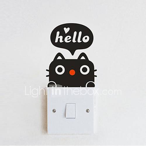 Animal Hello Black Paste Creative Decorative Wall Stickers