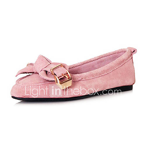 Leather Womens Flat Heel Ballerina Flats With Bowknot Shoes(More Colors)