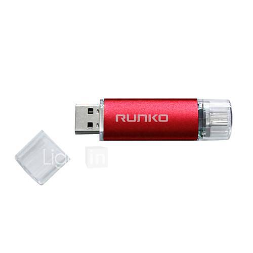 Runko Aluminum alloy USB 2.0 and Micro USB Dual Interface High Speed OTG Flash Drive 8GB