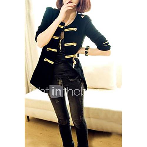 Womens Golden Buttons Double breasted Cardigan Coat