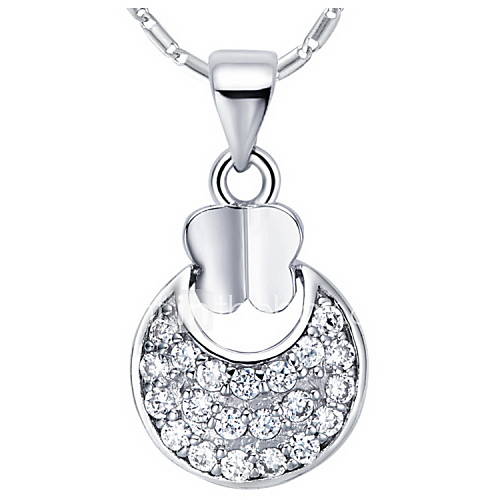 Hot Sale Graceful Round Shape Slivery Alloy Necklace With Rhinestone(1 Pc)
