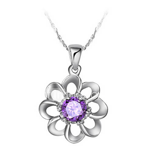 Elegant Flower Shape Womens Slivery Alloy Necklace(1 Pc)