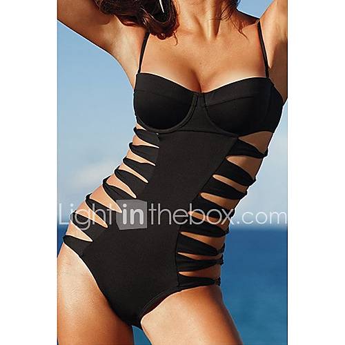 Romance Womens Black Push up Cut out One piece Swimsuit